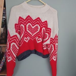 Free people chunky knit apres ski cropped sweater🤍💕 size small